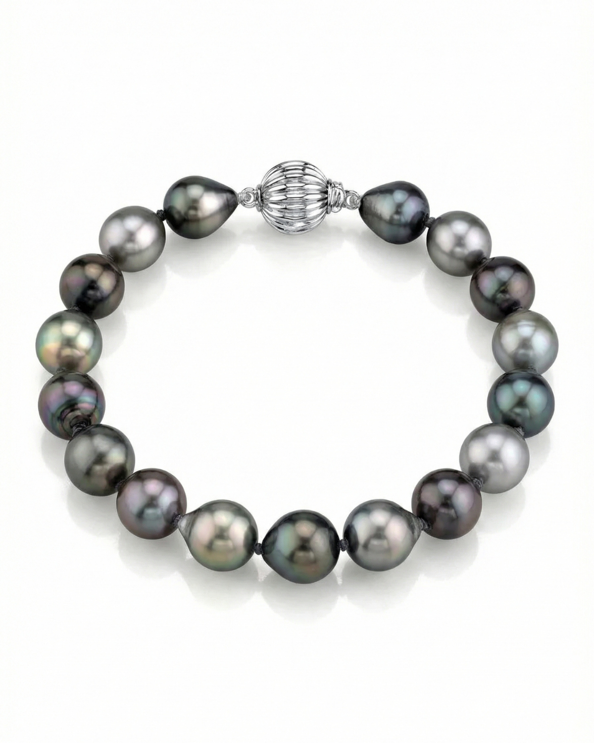 Multi-Color Tahitian Drop-Shape Pearl Bracelet, 9.0-10.0mm - AAA/AAAA Quality