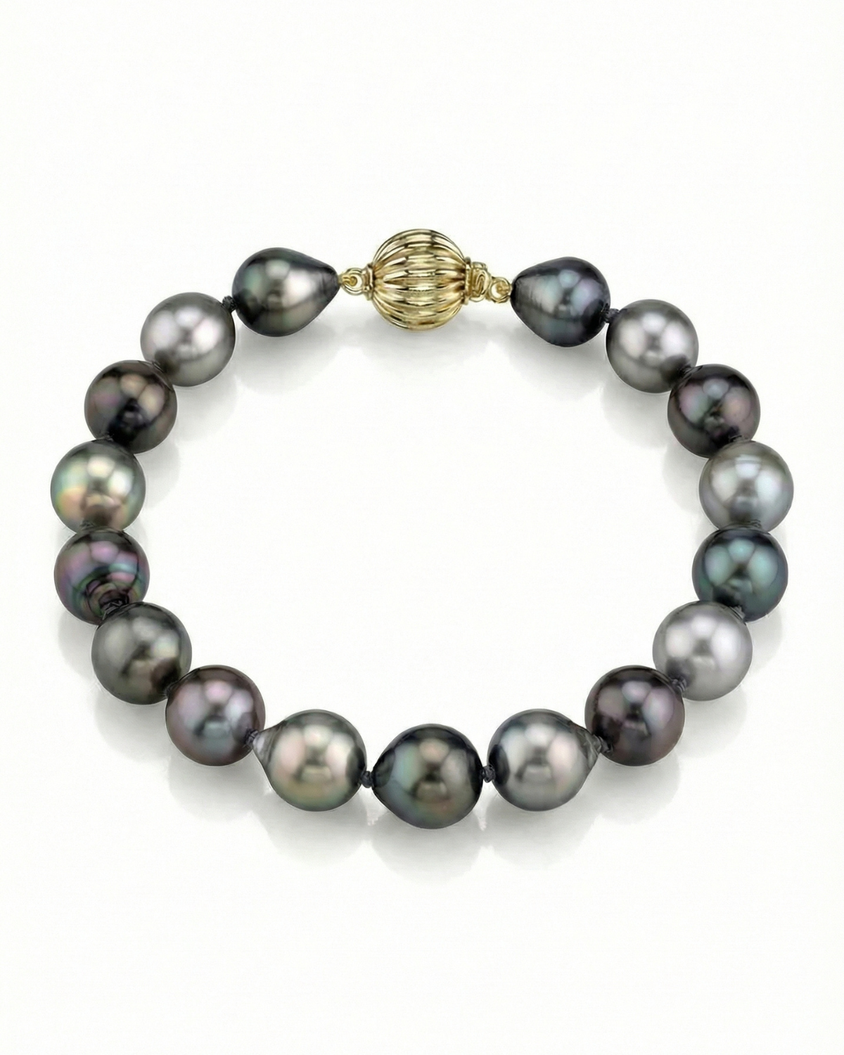 Multi-Color Tahitian Drop-Shape Pearl Bracelet, 9.0-10.0mm - AAA/AAAA Quality
