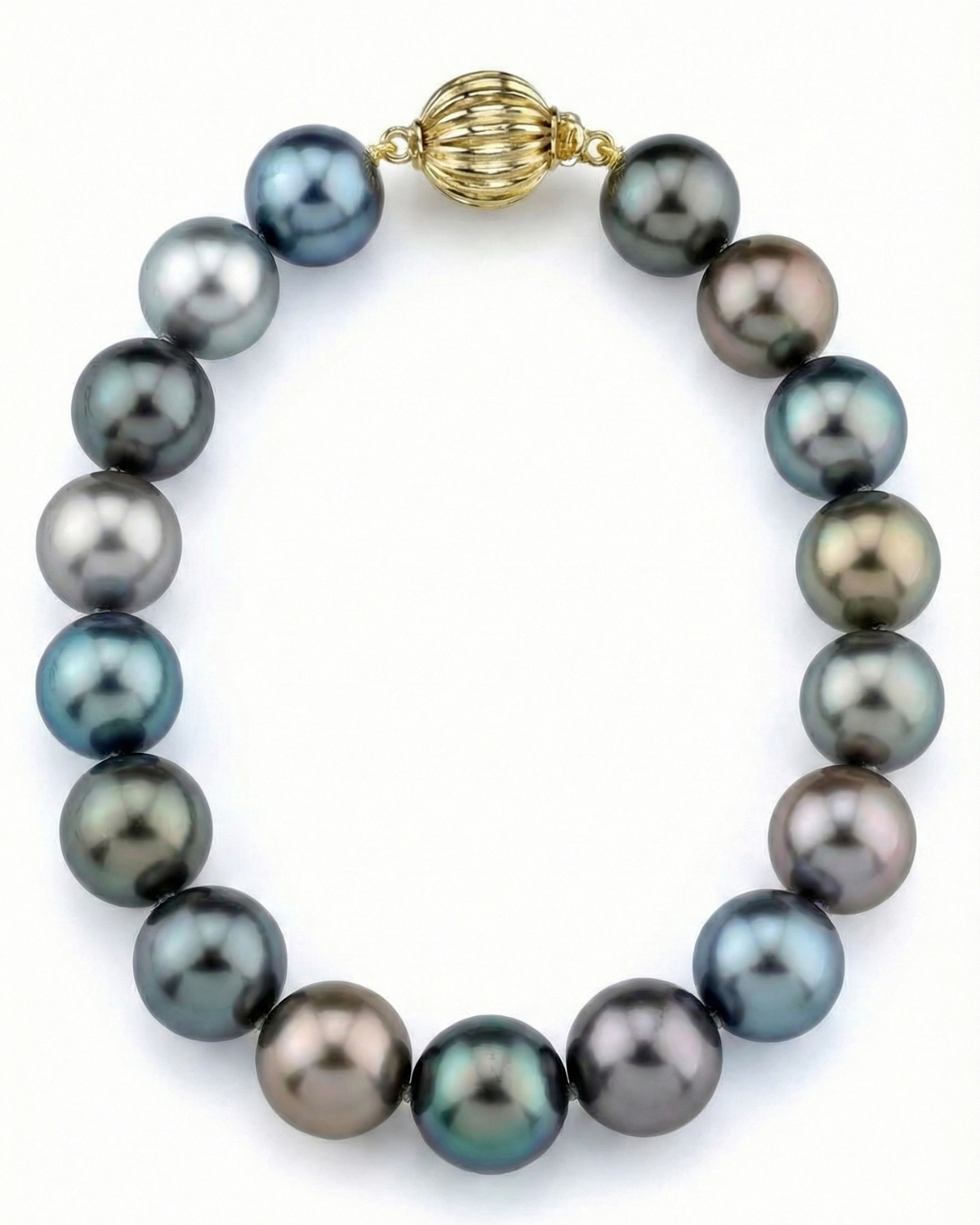 Multi-Color Tahitian True Round Pearl Bracelet, 9.0-10.0mm - AAA Quality
