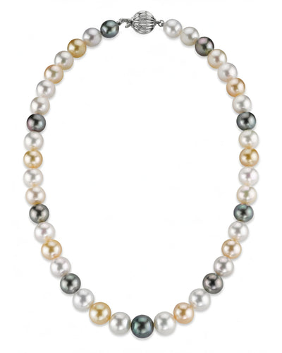 Multi-Color Tahitian & South Sea Pearl Necklace, 8.0-10.0mm - AAAA Quality