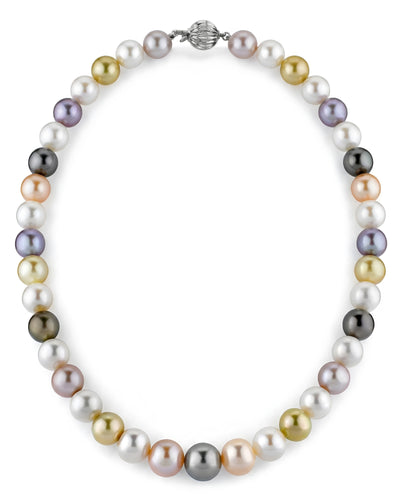 Multi-Color Tahitian, South Sea & Freshwater Pearl Necklace, 9.0-11.0mm - AAA Quality
