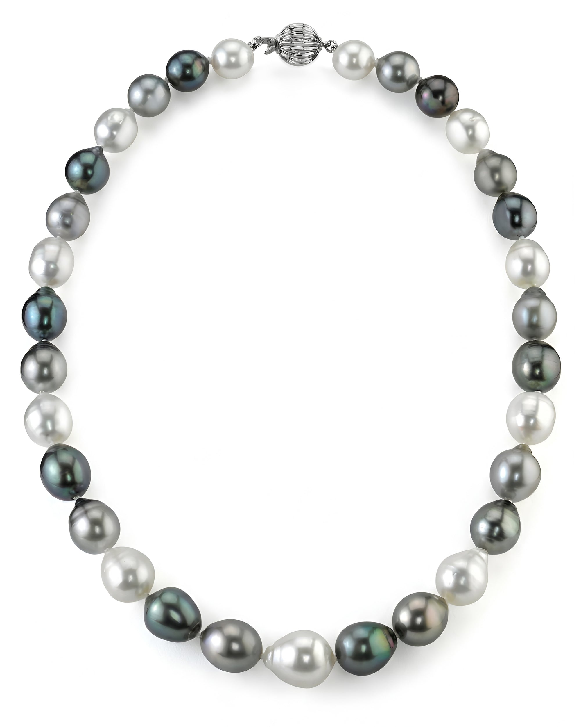 Multi-Color Tahitian & White South Sea Baroque Pearl Necklace, 9.0-12.0mm
