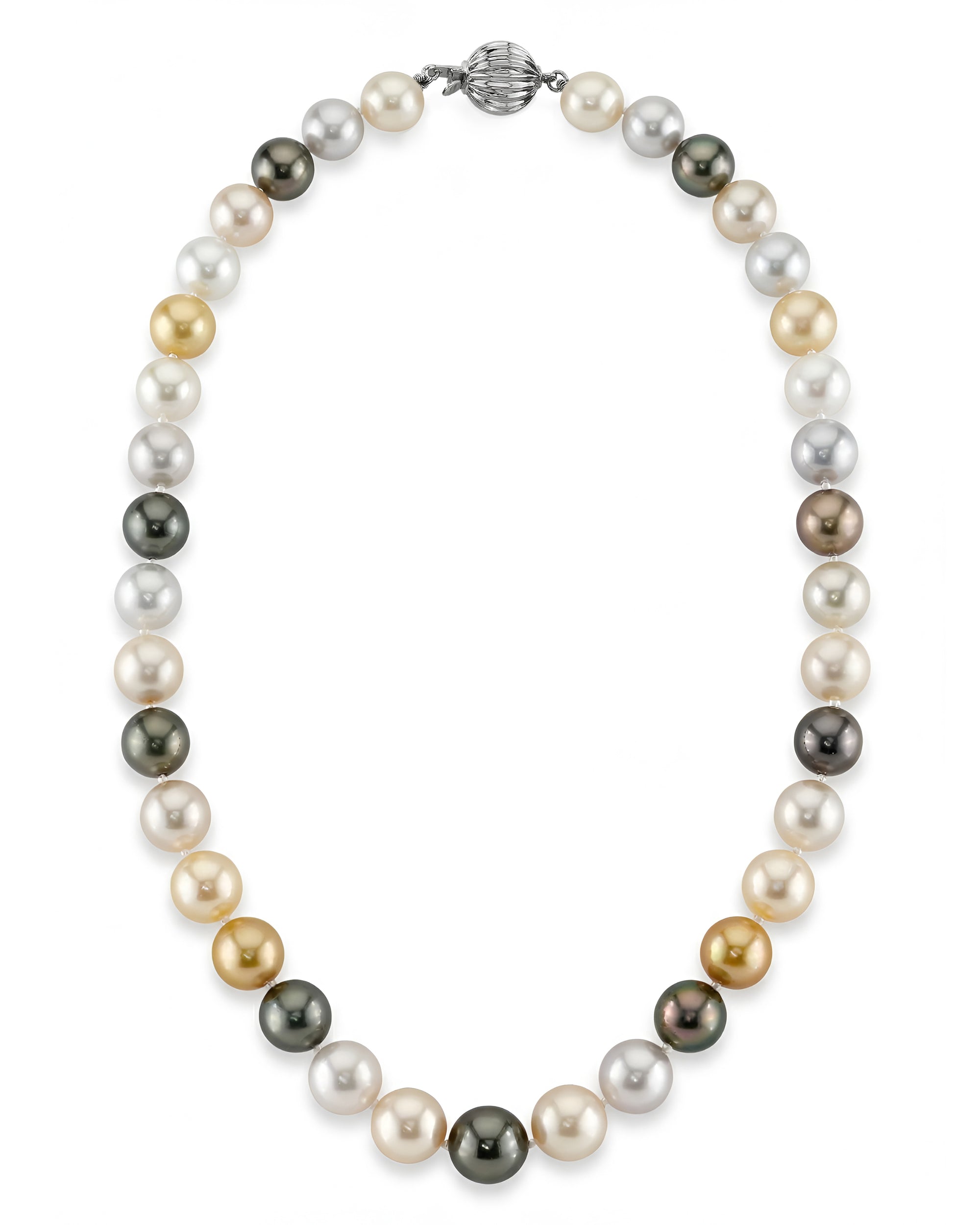 Multi-Color Tahitian and South Sea Pearl Necklace, 9.0-11.0mm - AAAA Quality