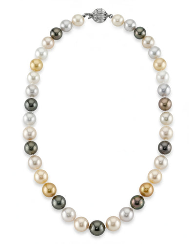 Multi-Color Tahitian and South Sea Pearl Necklace, 9.0-11.0mm - AAAA Quality