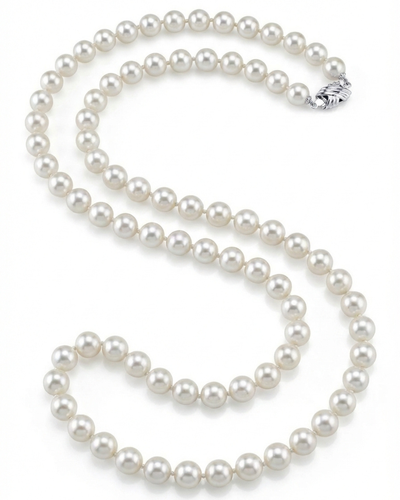 Opera Length Hanadama Akoya White Pearl Necklace