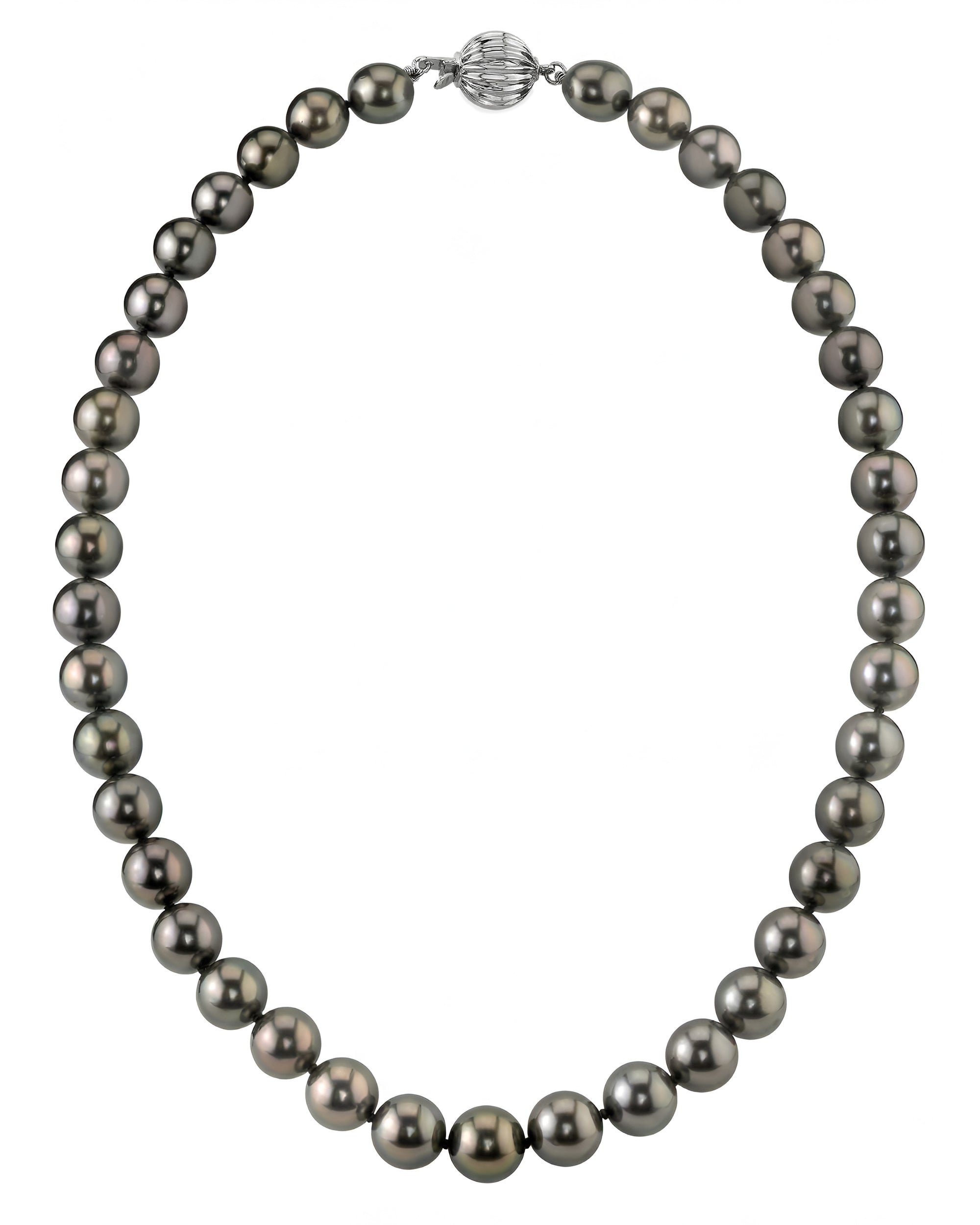 Peacock Tahitian True Round Pearl Necklace, 8.0-10.0mm - AAAA Quality