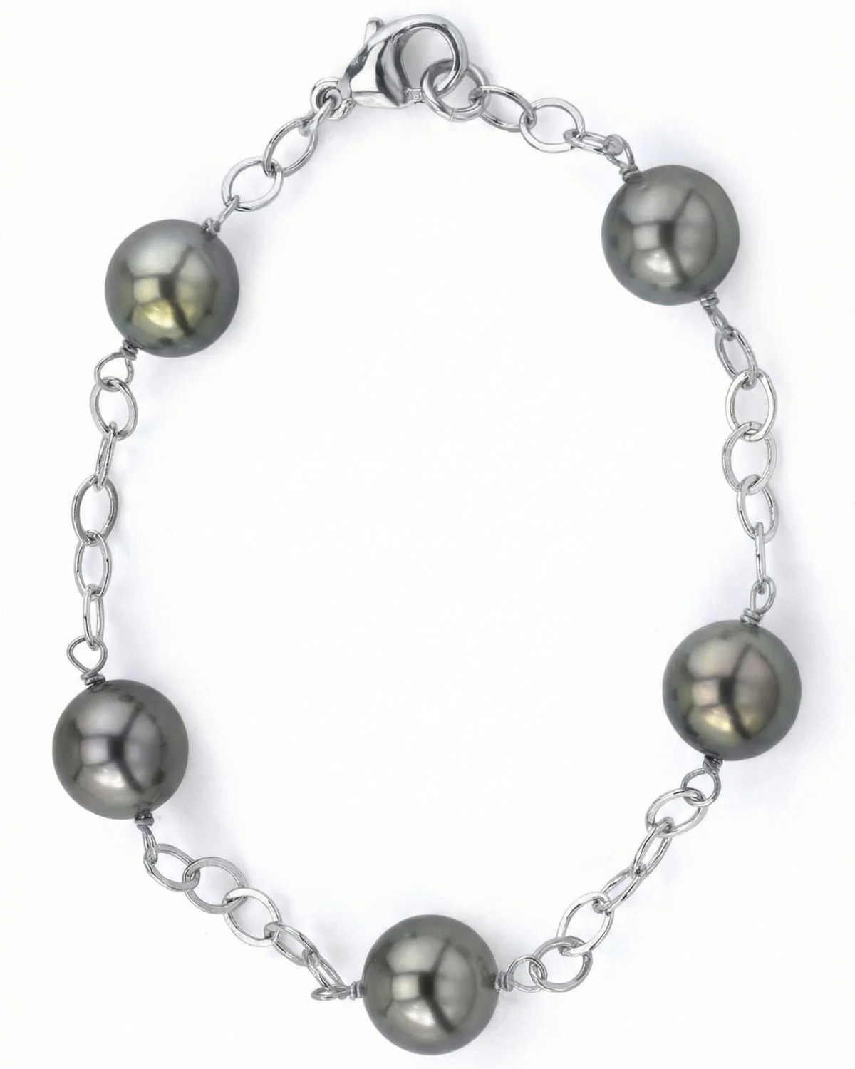 Tahitian Pearl Tin Cup Bracelet, 9.0-10.0mm