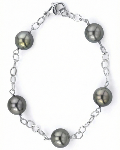 Tahitian Pearl Tin Cup Bracelet, 9.0-10.0mm