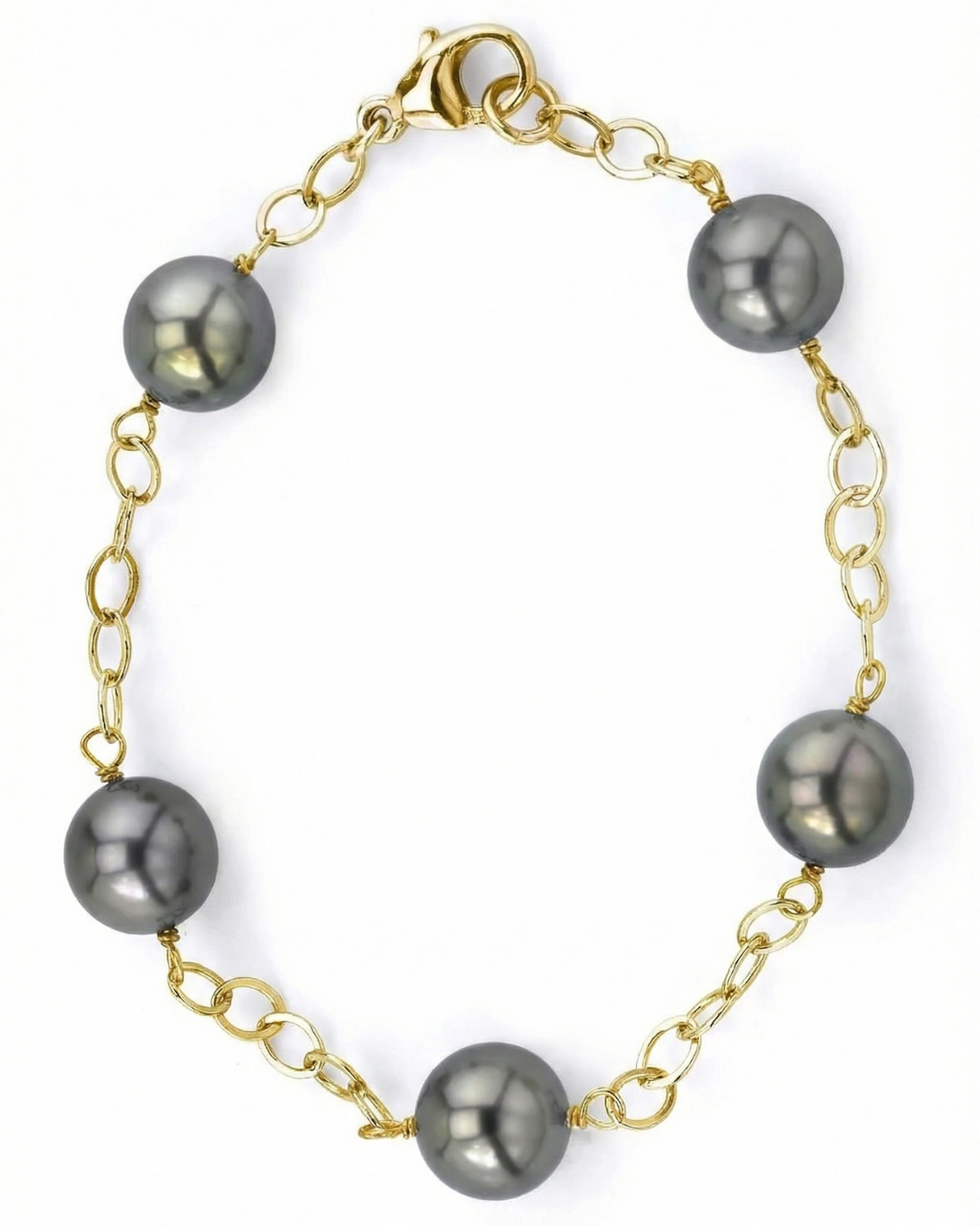 Tahitian Pearl Tin Cup Bracelet, 9.0-10.0mm