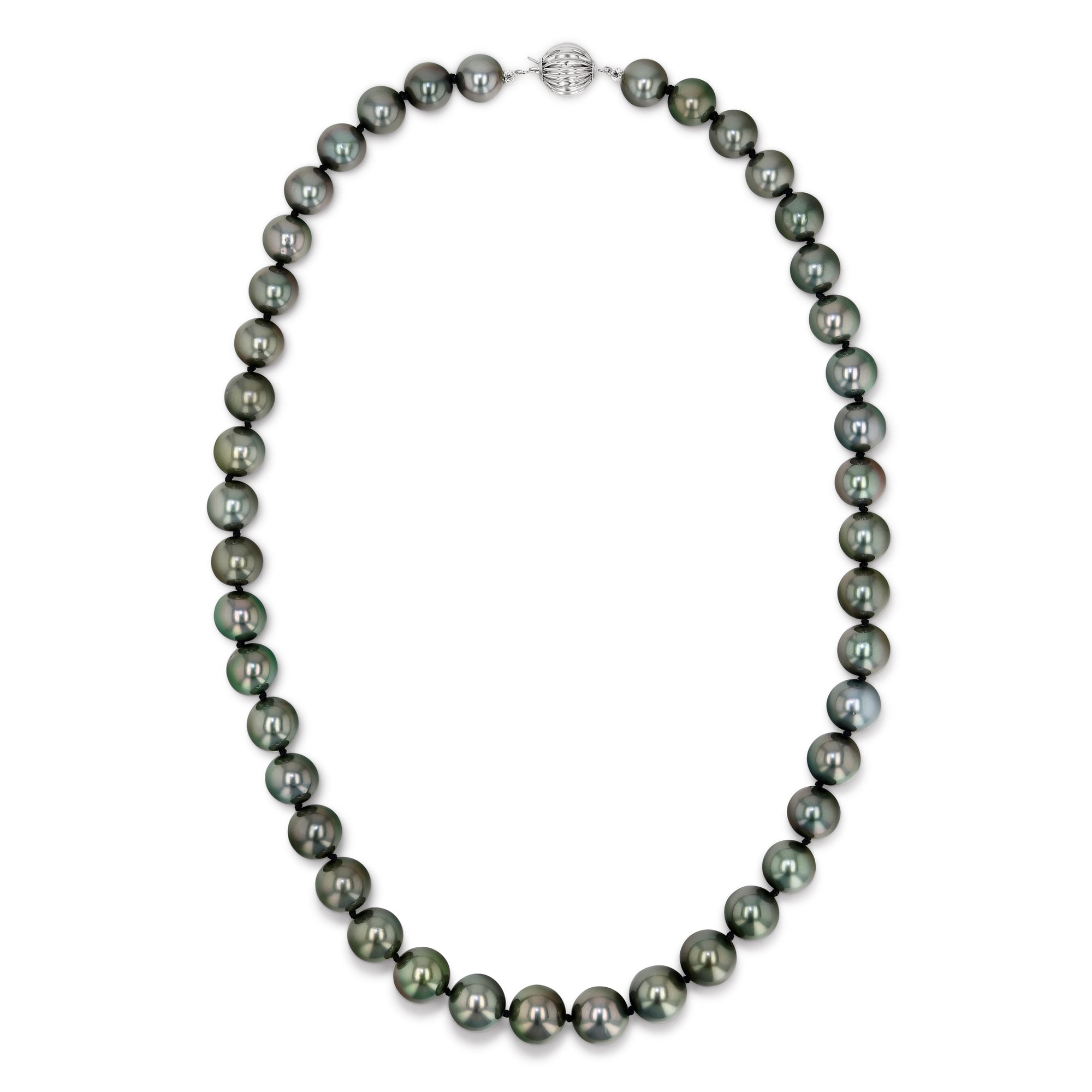 True Round Black Tahitian Pearl Necklace, 9.0-11.0mm - AAA/AAAA Quality