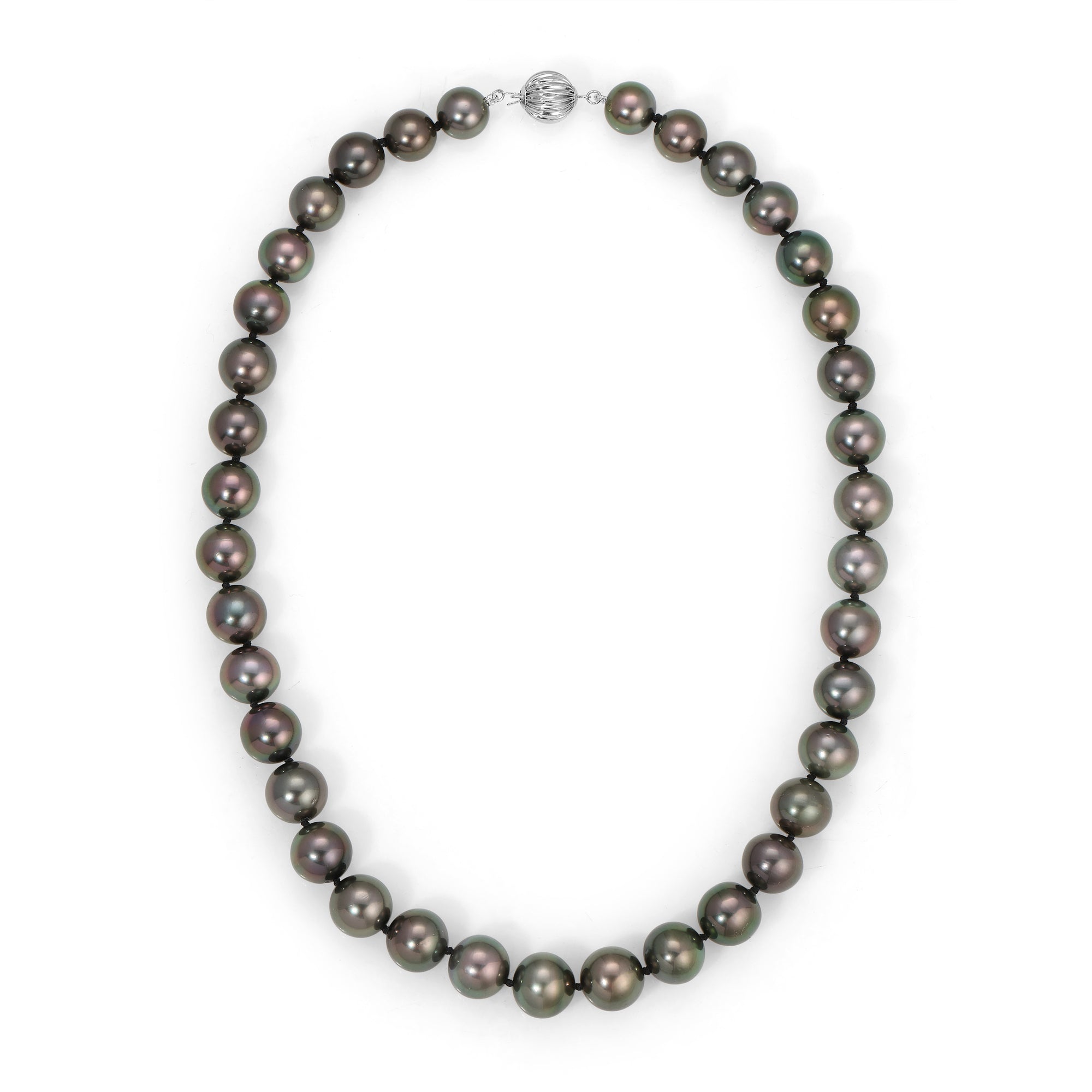 Black Tahitian True Round Pearl Necklace, 10.0-12.0mm - AAA/AAAA Quality