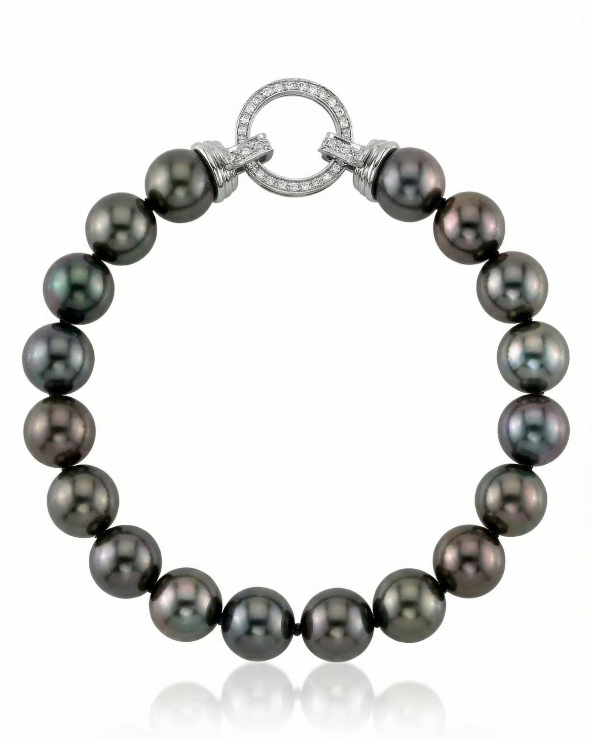 True Round Black Tahitian Pearl Bracelet, 8.0-9.0mm - AAA/AAAA Quality