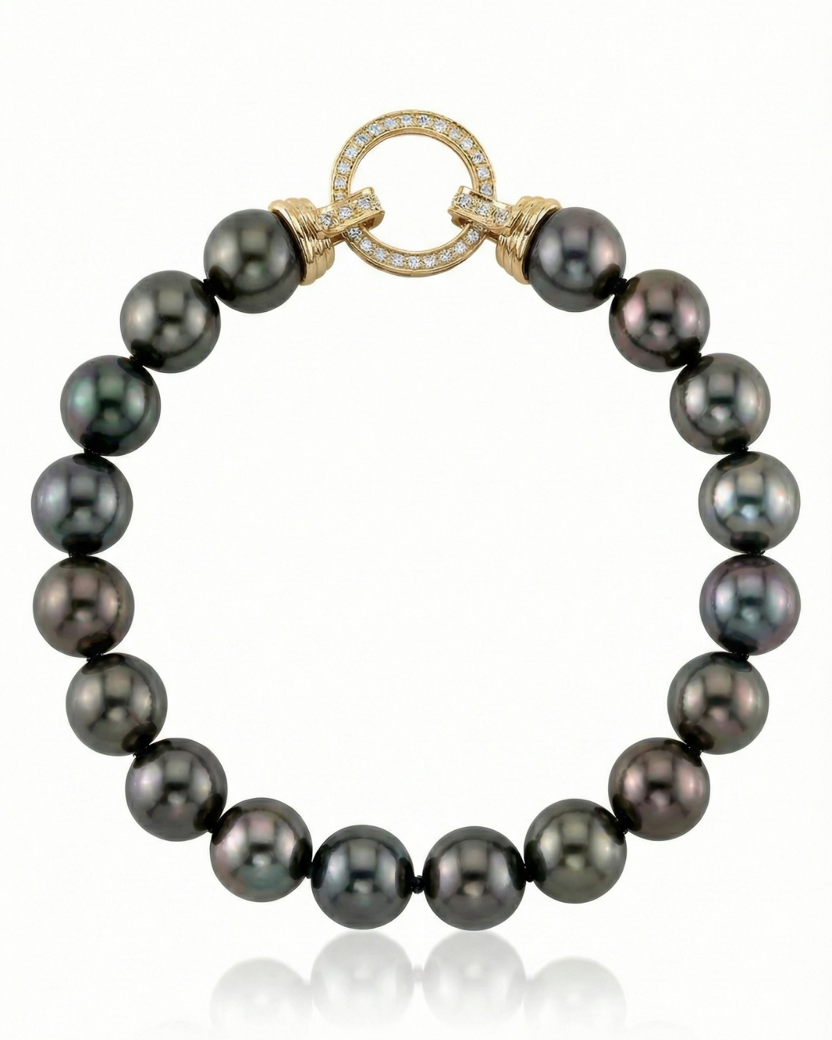 True Round Black Tahitian Pearl Bracelet, 8.0-9.0mm - AAA/AAAA Quality