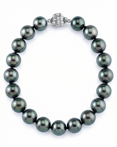 True Round Black Tahitian Pearl Bracelet, 8.0-9.0mm - AAA Quality