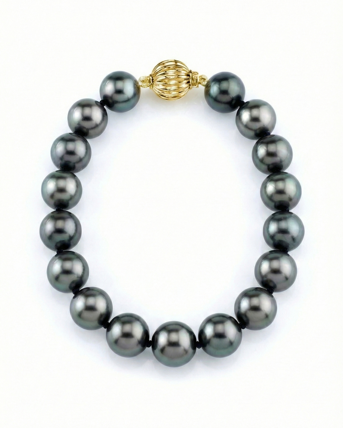 True Round Black Tahitian Pearl Bracelet, 9.0-10.0mm - AAA Quality