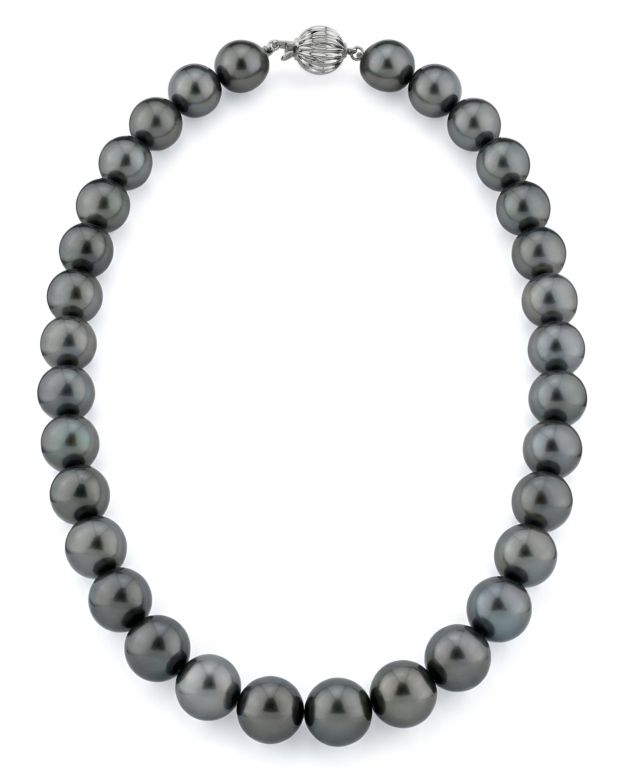 True Round Black Tahitian Pearl Necklace, 11.0-13.0mm - AAA/AAAA Quality