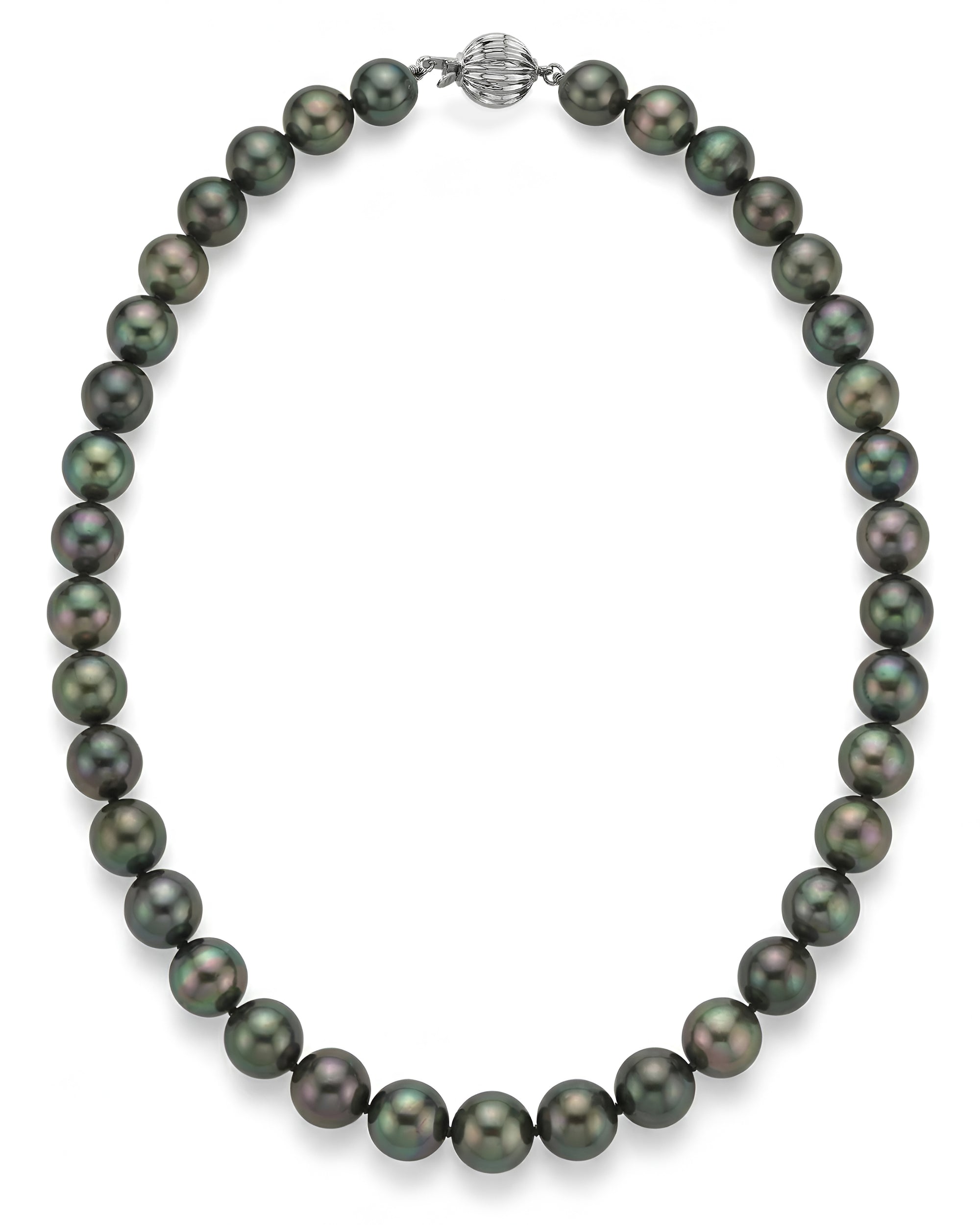 True Round Black Tahitian Pearl Necklace, 8.0-10.0mm - AAA/AAAA Quality