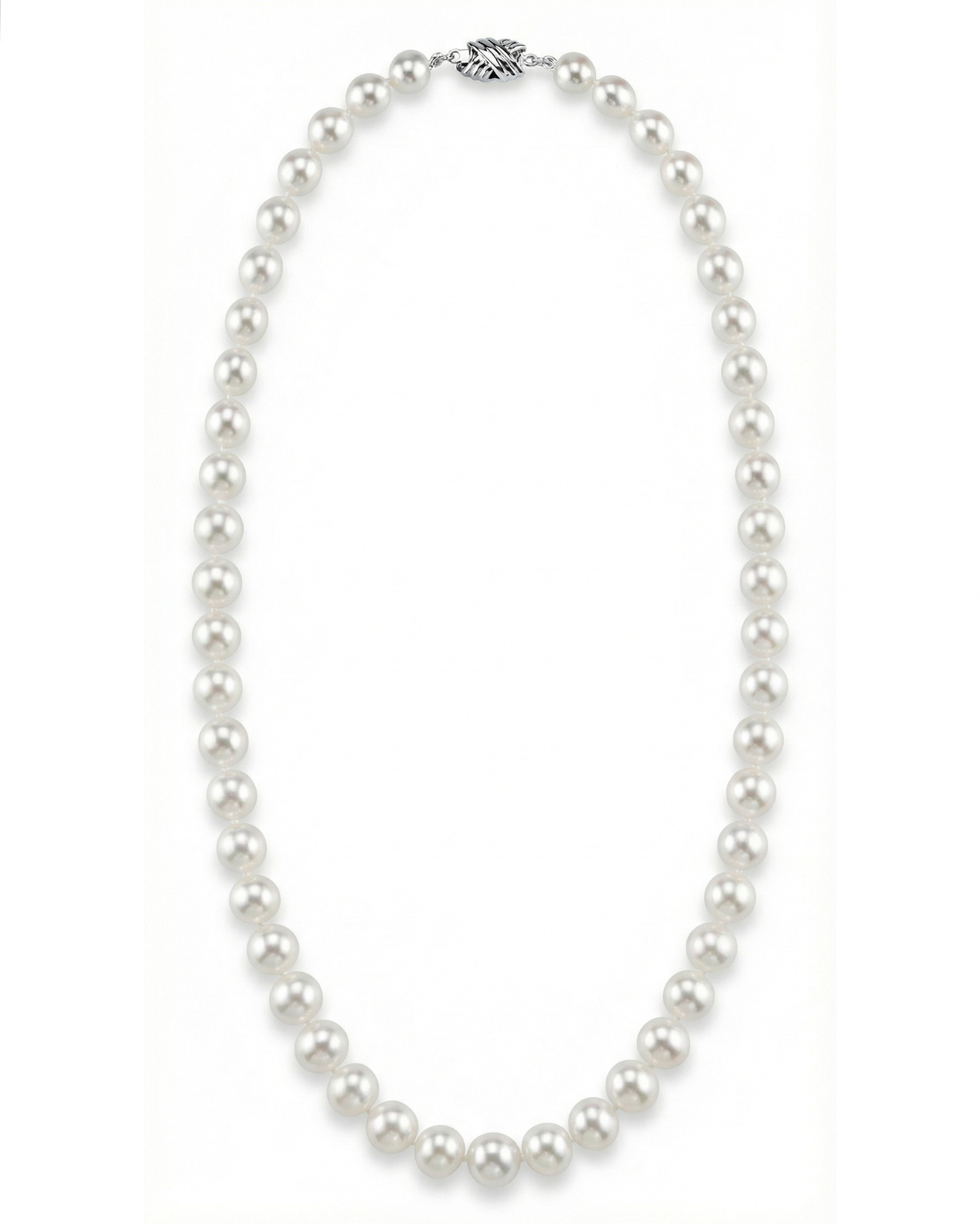 White Japanese Akoya Graduated Pearl Necklace, 8.0-10.0mm - AAA Quality
