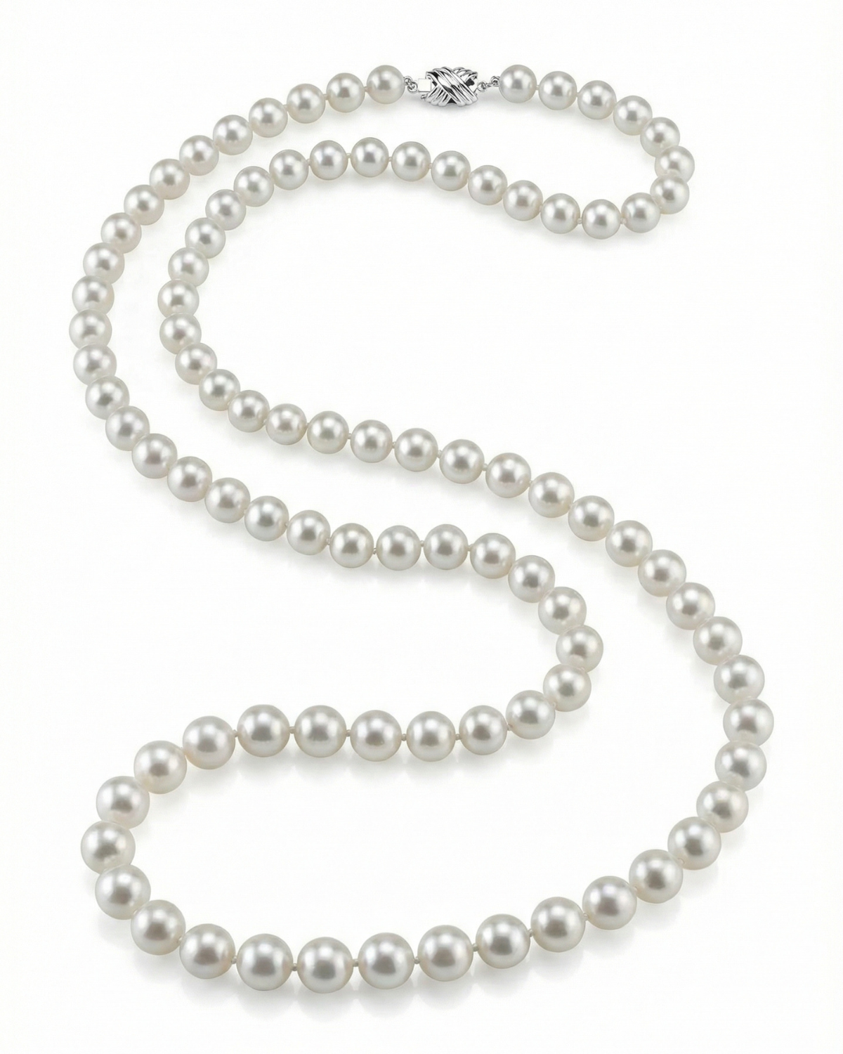 White Japanese Akoya Opera Length Pearl Necklace, 8.5-9.0mm
