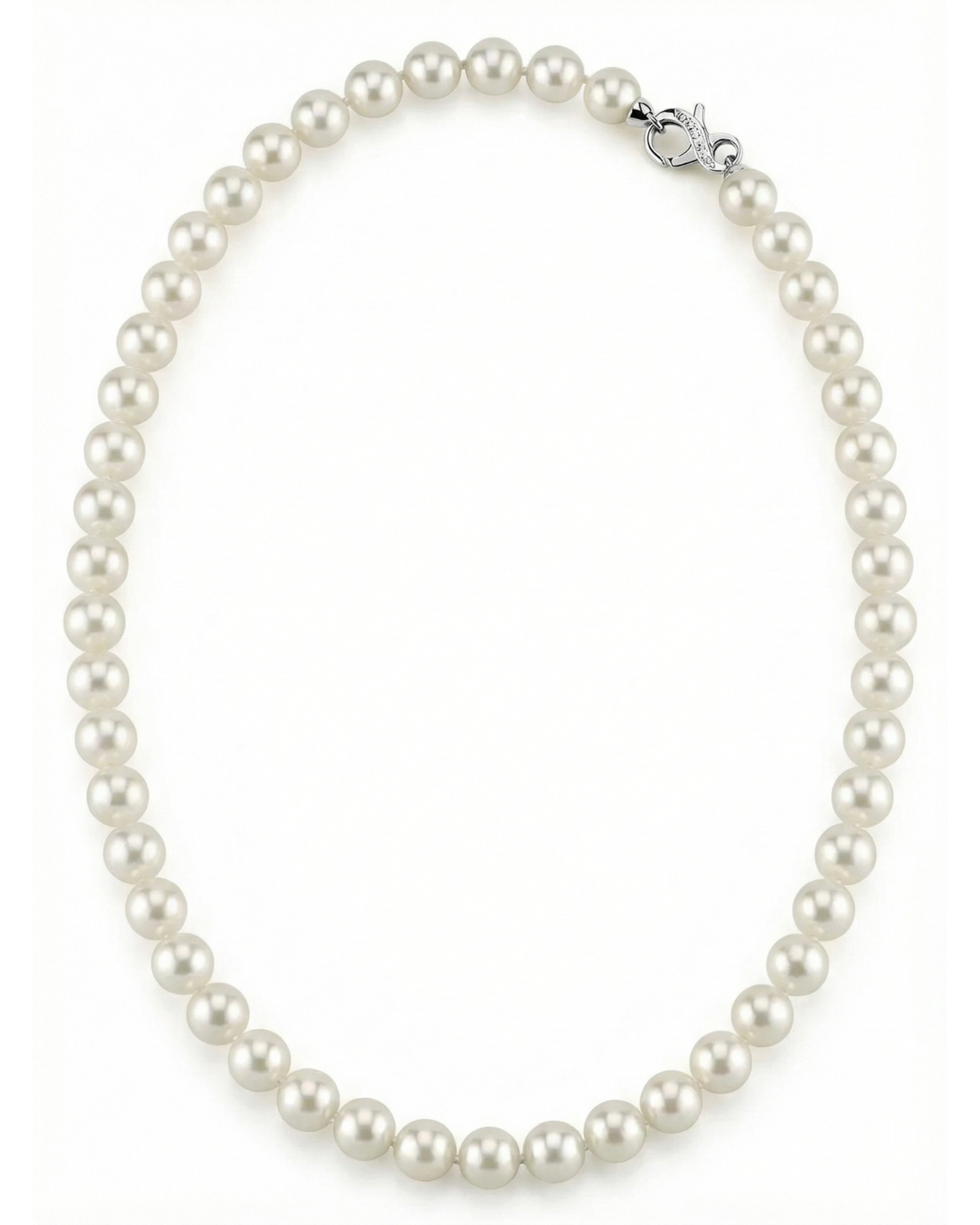 White Japanese Akoya Pearl Necklace, 9.0-9.5mm - AA+ Quality