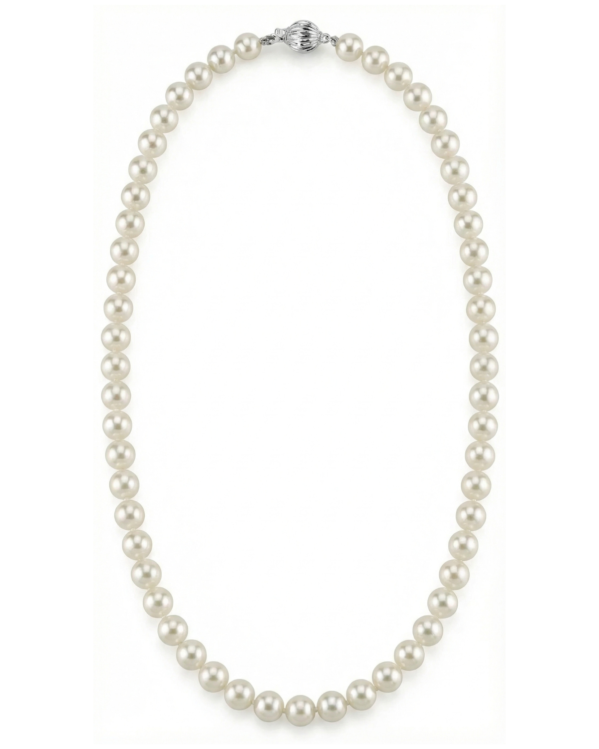 White Japanese Hanadama Akoya Pearl Necklace, 6.5-7.0mm