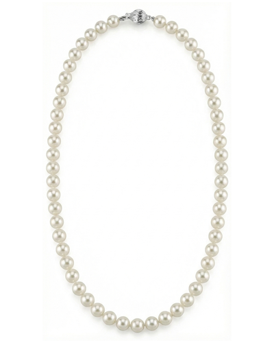 White Japanese Hanadama Akoya Pearl Necklace, 6.5-7.0mm