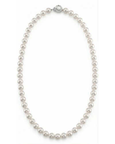 White Hanadama Japanese Akoya Pearl Necklace, 7.5-8.0mm