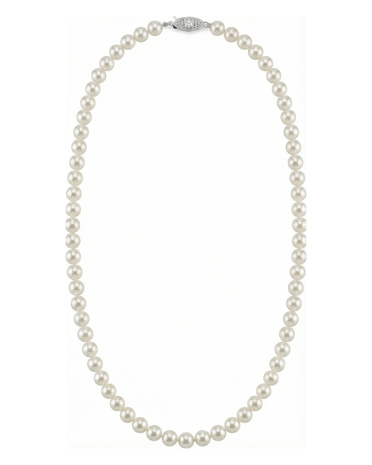 White Japanese Akoya Pearl Necklace, 6.0-6.5mm - AAA Quality