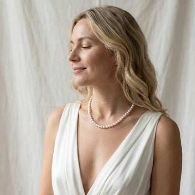 White Japanese Akoya Pearl Necklace, 7.0-7.5mm - AAA Quality