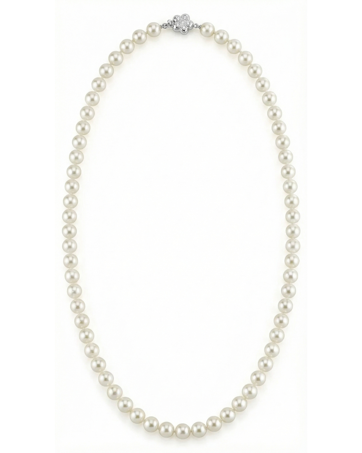 White Japanese Akoya Pearl Necklace, 7.0-7.5mm - AAA Quality