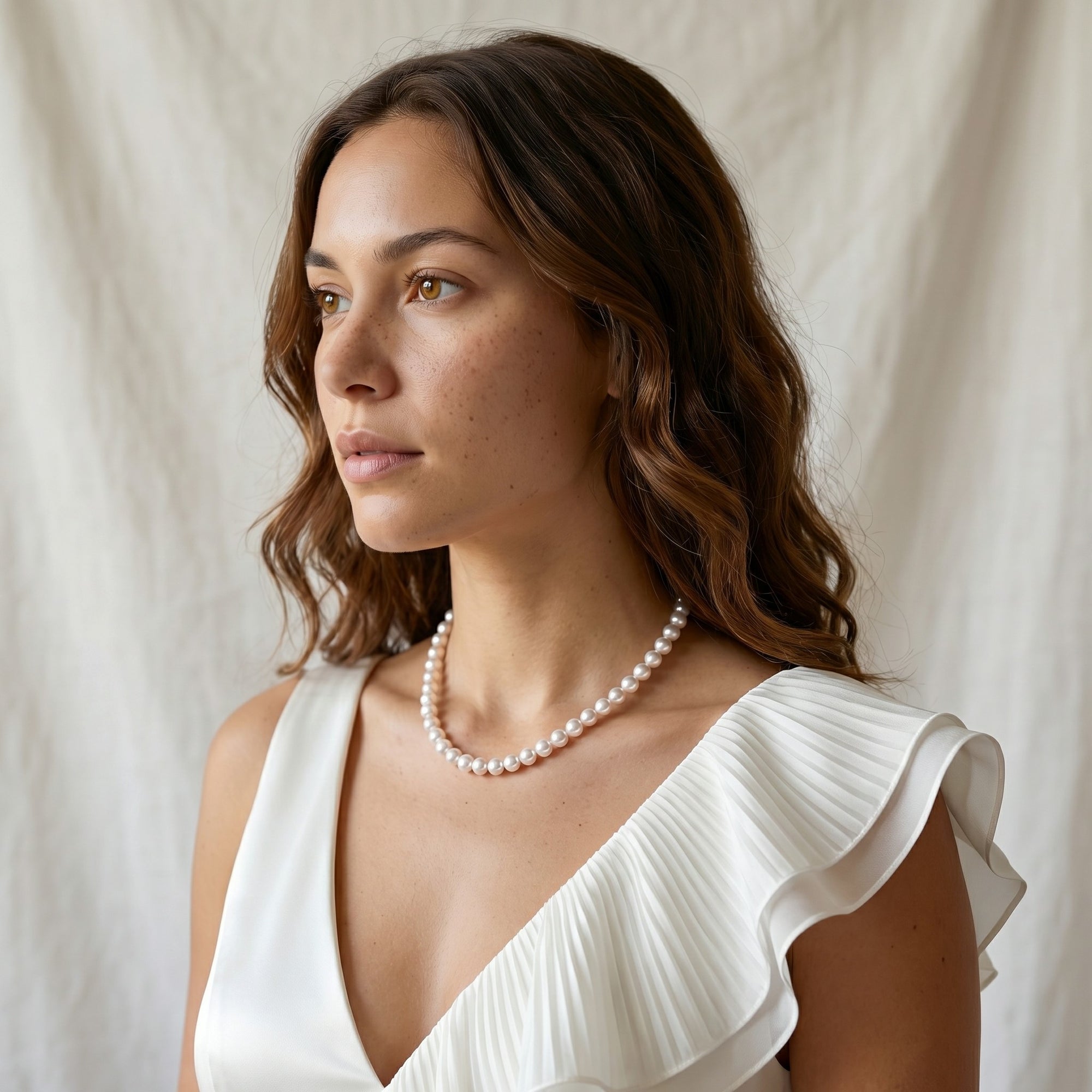 White Japanese Akoya Pearl Necklace, 8.5-9.0mm - AAA Quality
