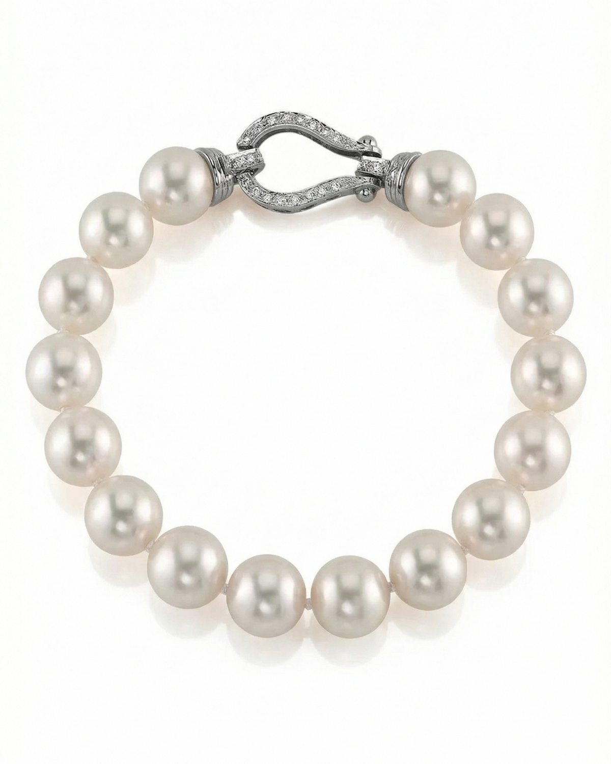White Japanese Hanadama Akoya Pearl Bracelet, 9.5-10.0mm