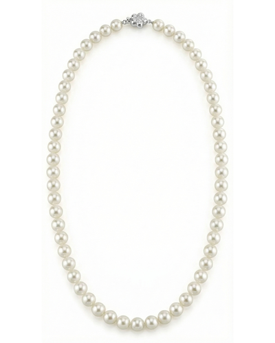 White Japanese Hanadama Akoya Pearl Necklace, 7.0-7.5mm