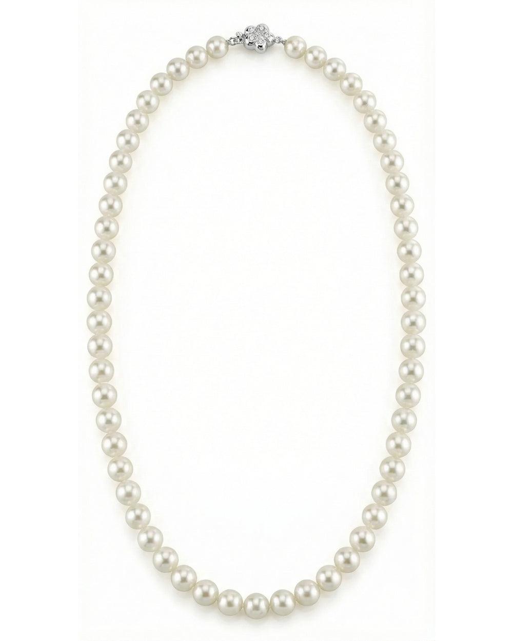 White Japanese Hanadama Akoya Pearl Necklace, 7.0-7.5mm