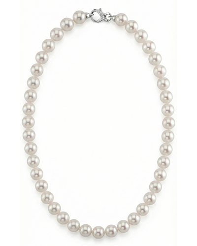 White Japanese Hanadama Akoya Pearl Necklace, 9.0-9.5mm