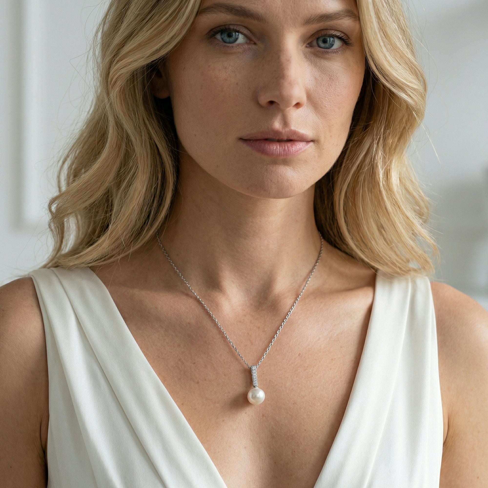 Akoya Pearl Dangling Diamond Pendant