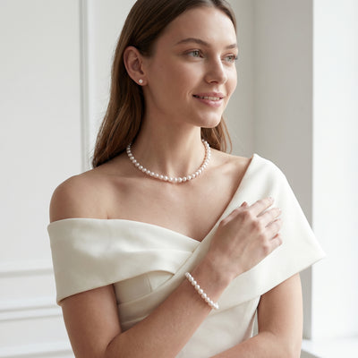 White Japanese Akoya 3-Piece Pearl Jewelry Set, 7.5-8.0mm