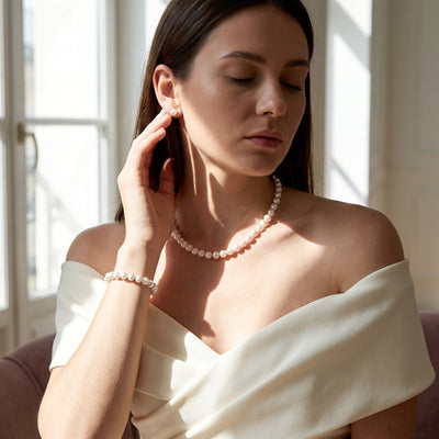 White Japanese Akoya 3-Piece Pearl Jewelry Set, 7.5-8.0mm