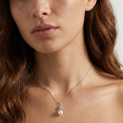 Akoya Pearl & Diamond Lacy Pendant