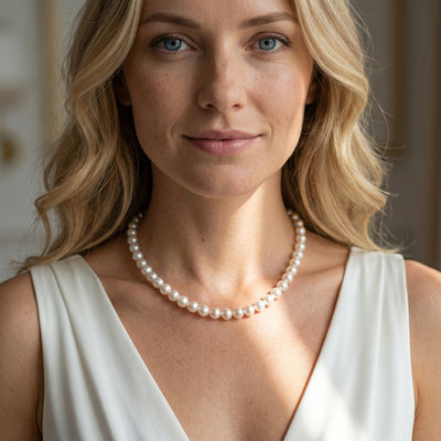 Japanese Akoya White Pearl Necklace, 6.5-7.0mm - AAA Quality