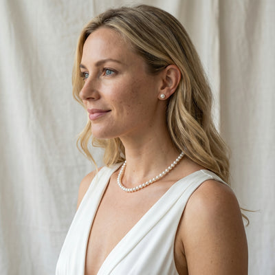 Japanese Akoya White Pearl Necklace, 6.5-7.0mm - AAA Quality