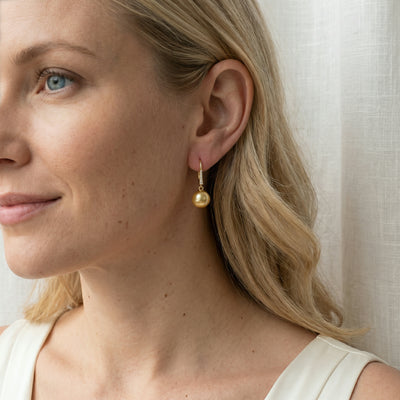 Golden South Sea Pearl & Diamond Equinox Dangle Earrings