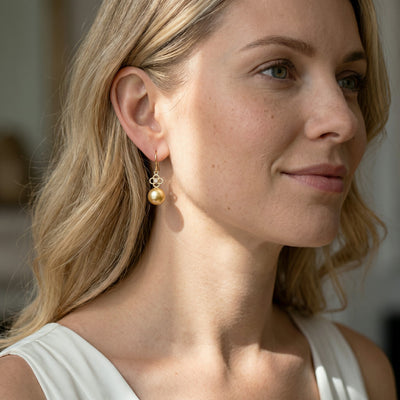 Golden South Sea Pearl & Diamond Harper Earrings