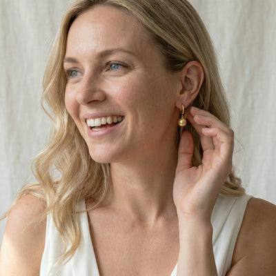 Golden South Sea Pearl Poise Hoop Earrings