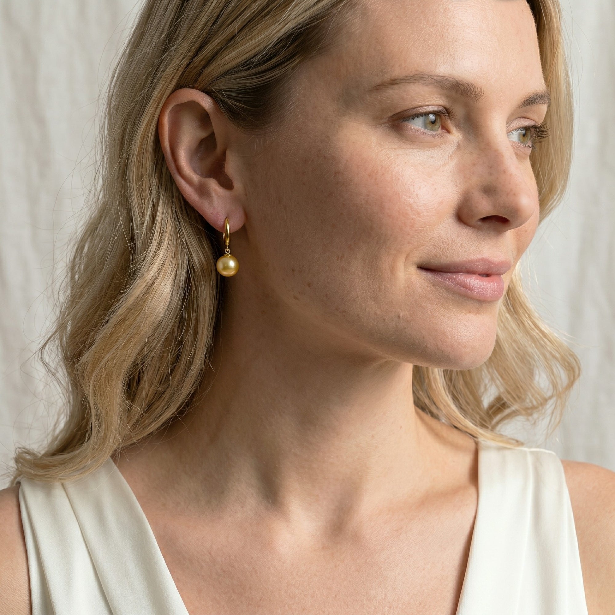 Golden South Sea Pearl Poise Hoop Earrings