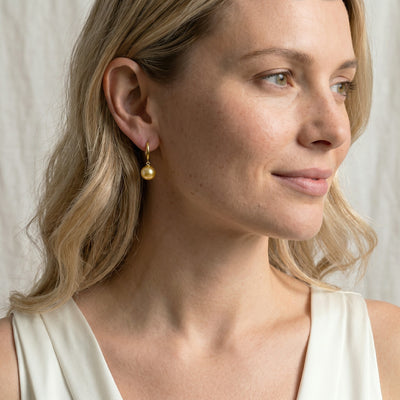 Golden South Sea Pearl Poise Hoop Earrings