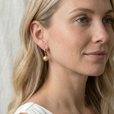 Golden South Sea Pearl Poise Hoop Earrings