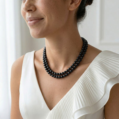 Japanese Akoya Black Pearl Double Strand Necklace