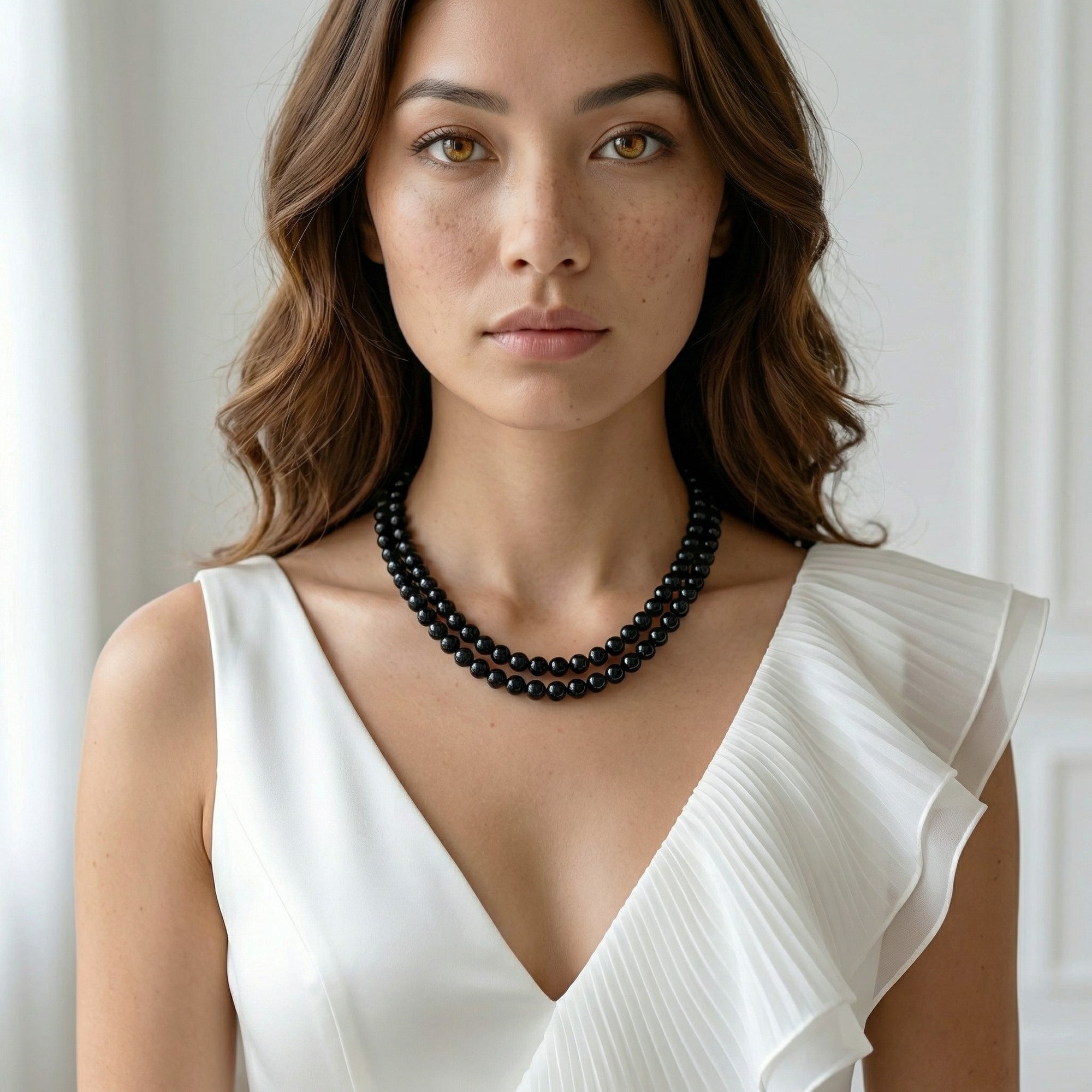 Japanese Akoya Black Pearl Double Strand Necklace