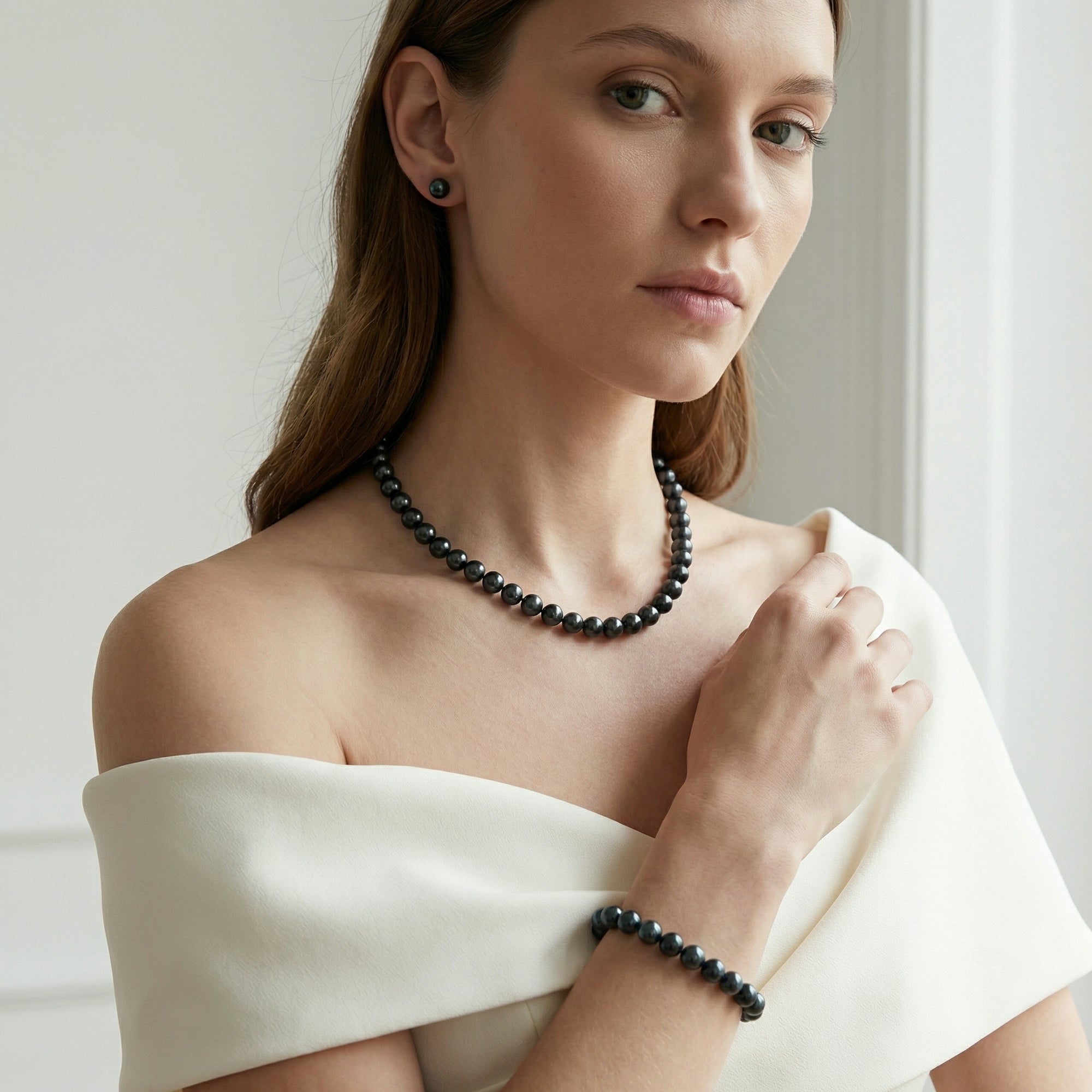 Japanese Akoya Black Pearl Sets in AA+ Quality